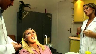 Busty bitches got anal at dentist cabinet